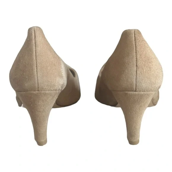 Good American Suede Point Toe Pumps Size 6 Tan Neutral Classic Leather Heels - Picture 3 of 9